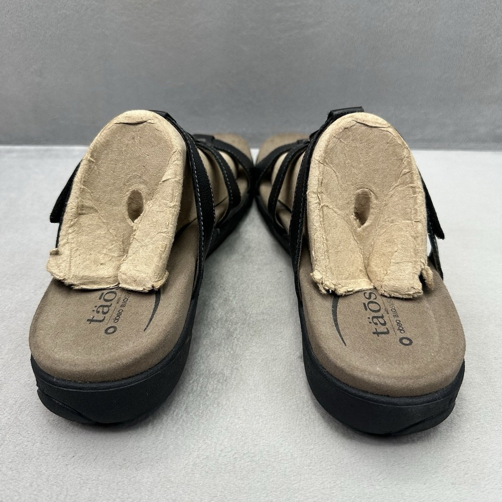 Taos Prize 4 Womens Size 11 Slide Sandals Black Leather Strappy Adjustable - Picture 4 of 8